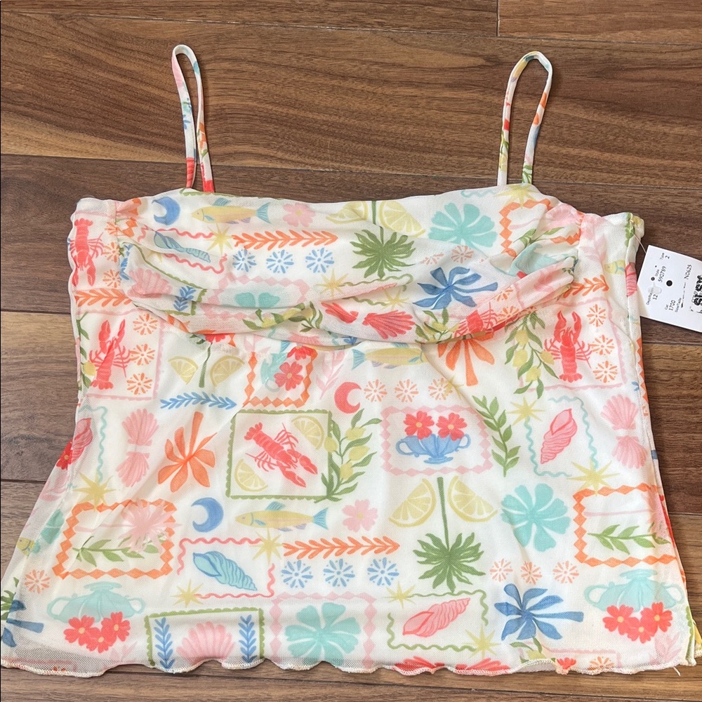 See You Monday Camisole Summer Crop Top Sleeveless White Orange Red Green Blue